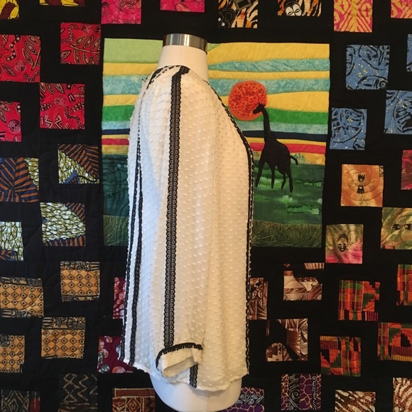 J Crew Lace Trim Swiss Dot Button Back Blouse 6 - Picture 5 of 8